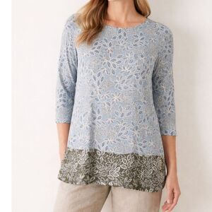 J. Jill Leaf Print Top Size Small Petite